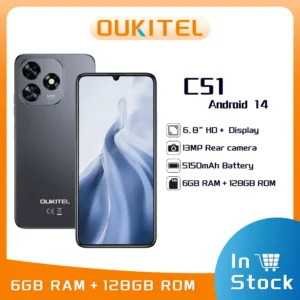 OUKITEL C51 5G Smart phone 6.8" HD +5150 mAh Android 14 Mobile Phone 6GB+128GB