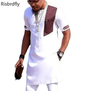 S-4XL 2021 New Summer Fashion African Men White Plus Size Shirts African Clothes for Men African Clothing