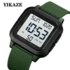 YIKAZE Black Sports Watch Men's Digital Watch Alarm Chrono Clock 3Bar Waterproof Military Men Watches LED Electronic Wristwatch