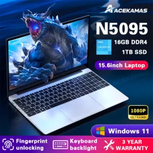 ACEKAMAS 15.6" Computer Laptop Intel Celeron N5095 Windows 11 Pro Gamer Laptops Office Study 16GB DDR4 1TB SSD 1080P Notebook PC