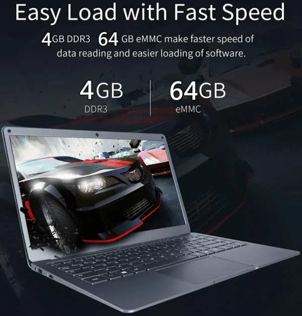 4GB RAM 64GB ROM 13.3 INCH Notebook Ultrabook Laptop PC Windows 10 Intel Celeron Quad Core N3450 CPU