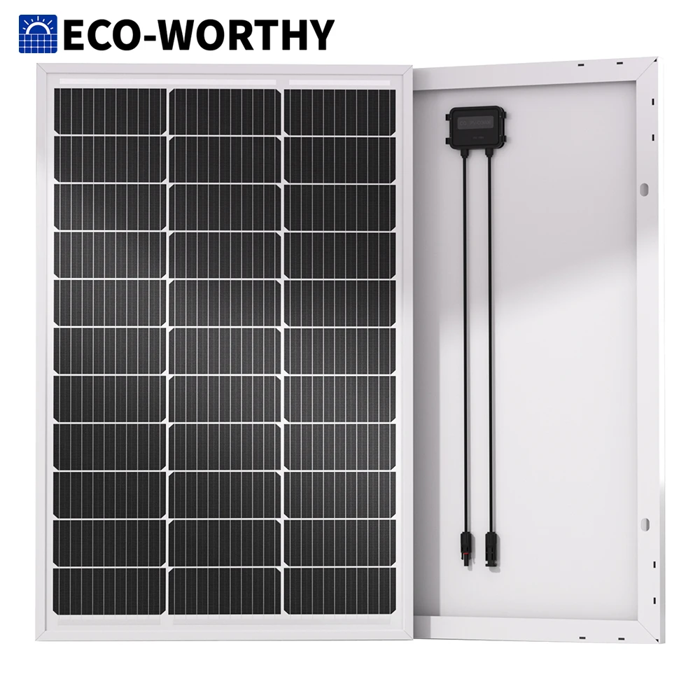 ECO-WORTHY 100 Watt Solar Panel 18 Volt Monocrystalline Solar Panel High Efficiency Module RV Marine Boat Caravan Off Grid