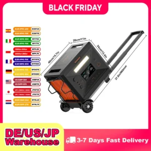 Greenery Portable Power Station 2500W/2304Wh Large Capacity Solar Generator with Cart Fast Charging Emergency Power for Backup